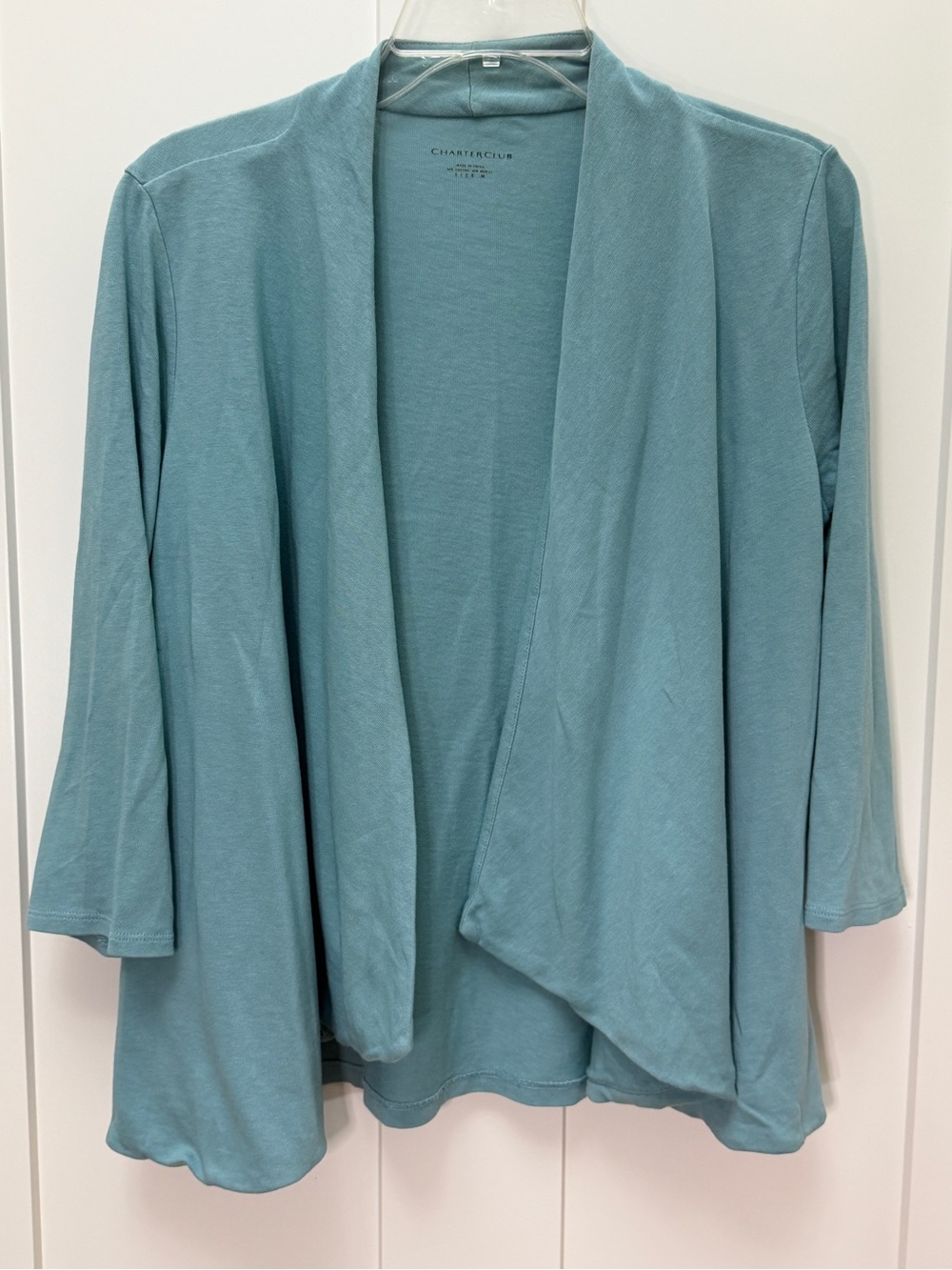 Charter Club Open-Front Lightweight Cardigan - Seafoam Blue